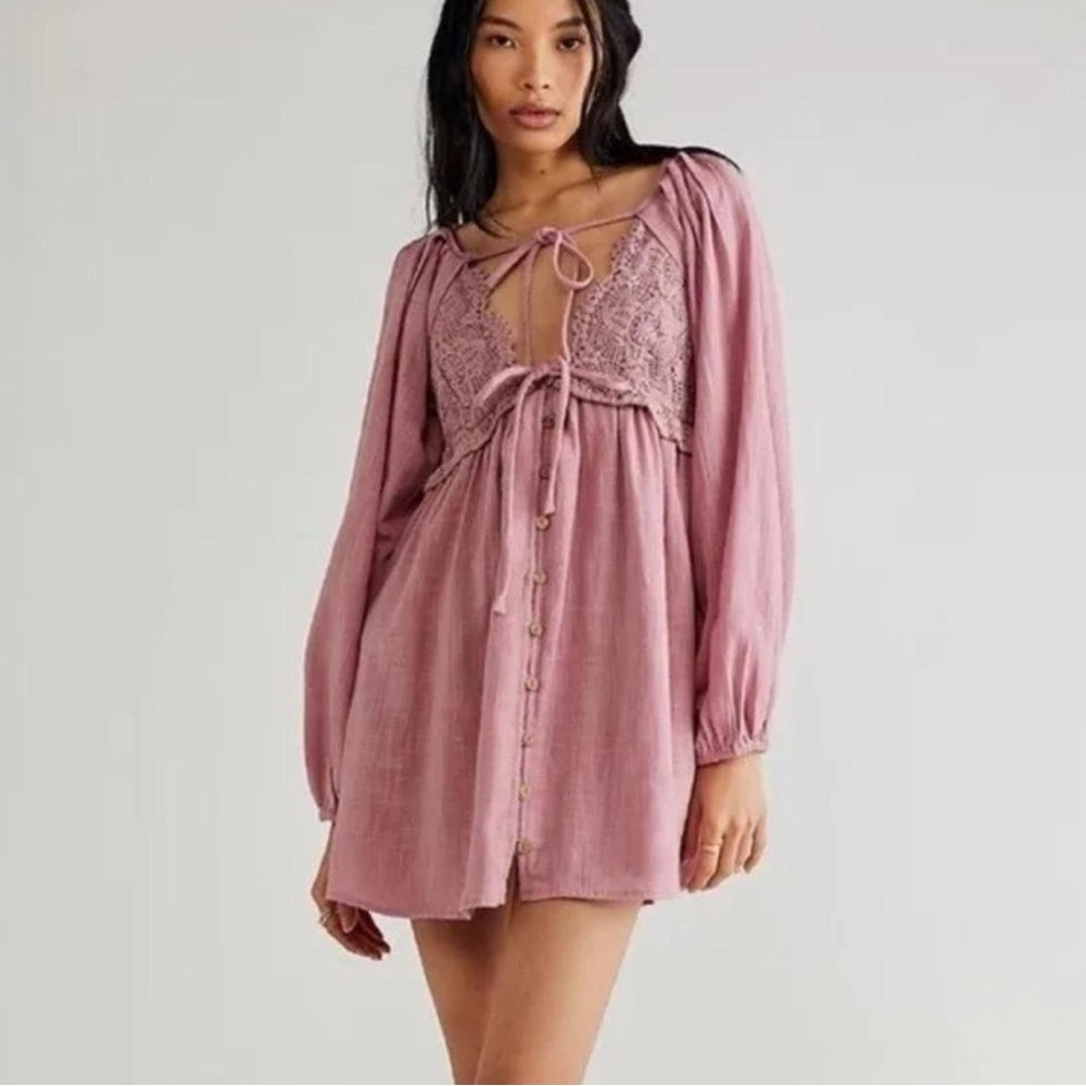 Free People Rose Lace Babydoll Mini Dress